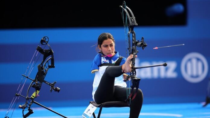 Sheetal Devi receiving her gold medal at the Para World Archery Championship
