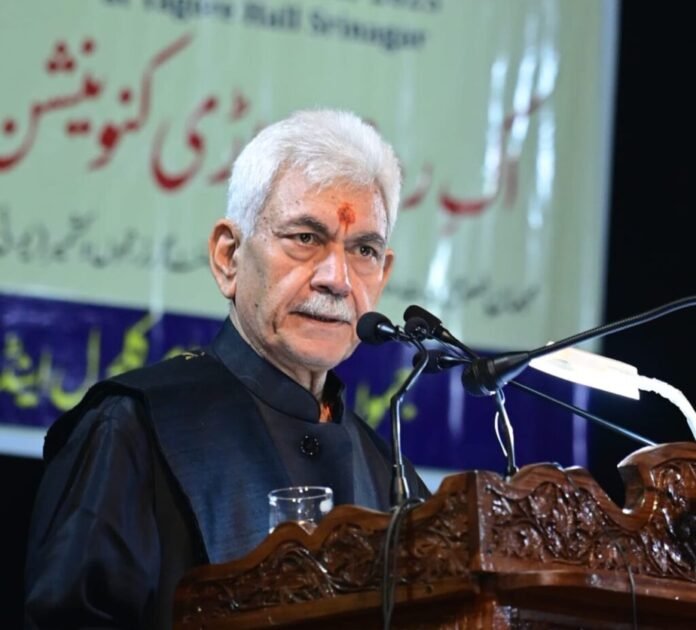 Lieutenant Governor Manoj Sinha addresses an event on terrorism