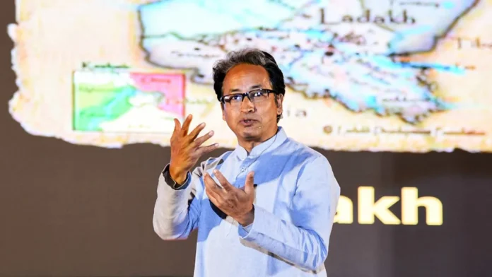Sonam Wangchuk during his protest in Ladakh